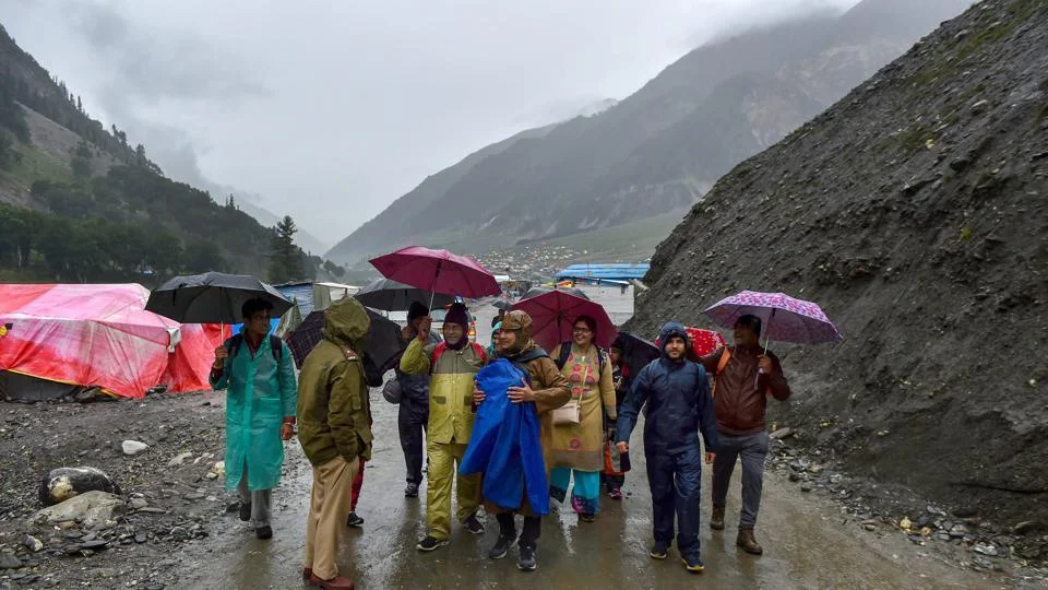 Amarnath Yatra Suspended on Baltal Route Due to Heavy Rain, Track Repair Work