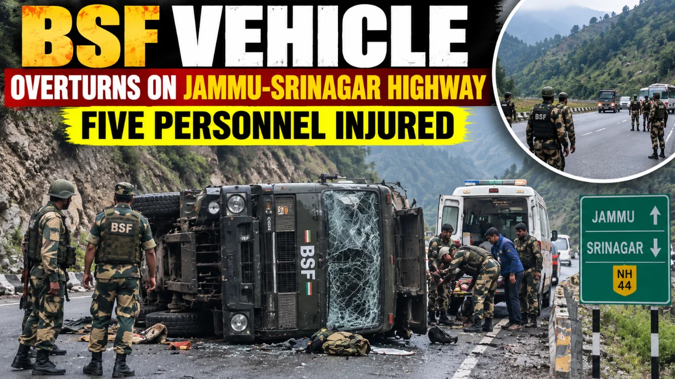 BSF Vehicle Overturns on Jammu-Srinagar Highway, Five Personnel Injured