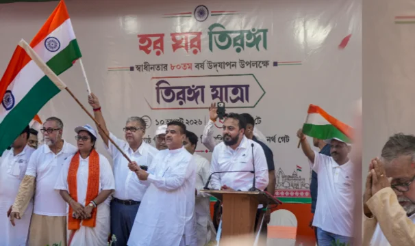 Bengal CM Suvendu flags off ‘Har Ghar Tiranga’ rally in Kolkata