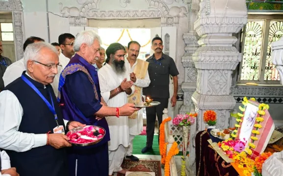 LG Sinha Lays Foundation Stone for Heritage Initiatives at Ramakrishna Ashram in Anantnag
